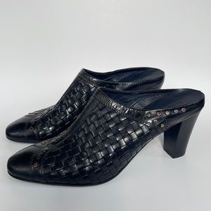 SESTO MEUCCI black woven leather Mule shoes 11M